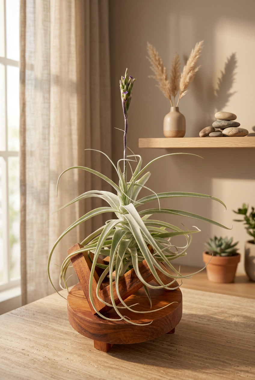 Tillandsia Purpúrea + base teca
