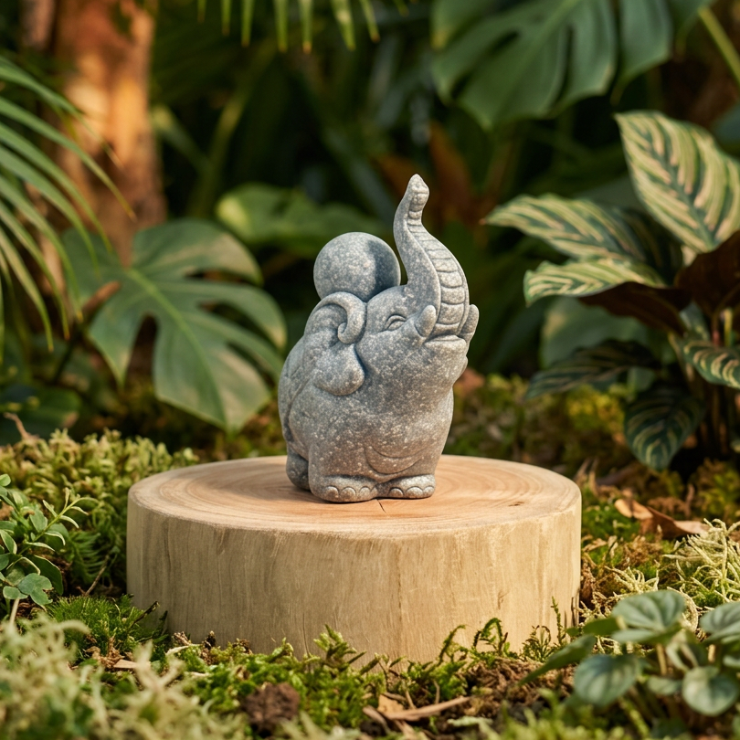 Elefante mini resina + rodaja madera