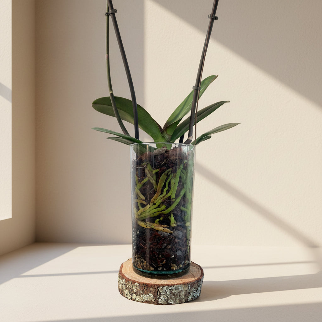 Phaleanopsis orchid in glass