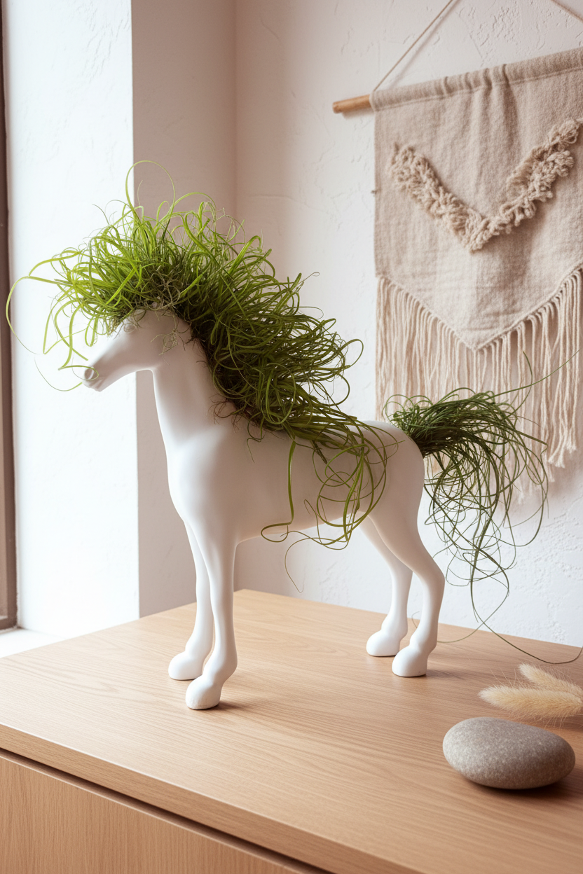 Caballo de la fortaleza 50x60cm(Resina) + plantas + Raíz vital 120 ml