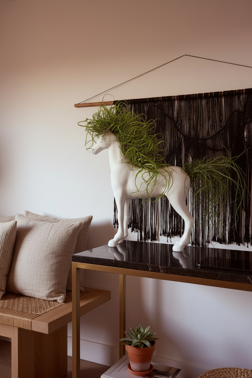 Caballo de la fortaleza 50x60cm(Resina) + plantas + Raíz vital 120 ml