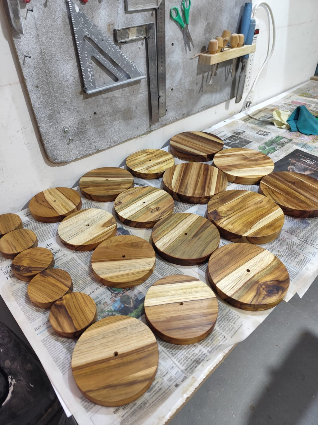 Teak wood slices