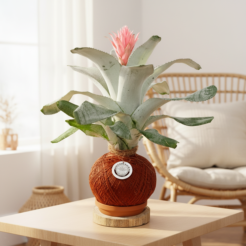 Kokedama Bromelia Aechmea. Fasciata Piñuela