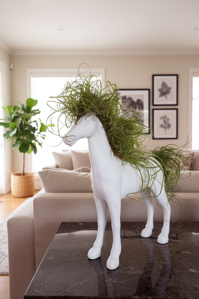 Caballo de la fortaleza 50x60cm(Resina) + plantas + Raíz vital 120 ml