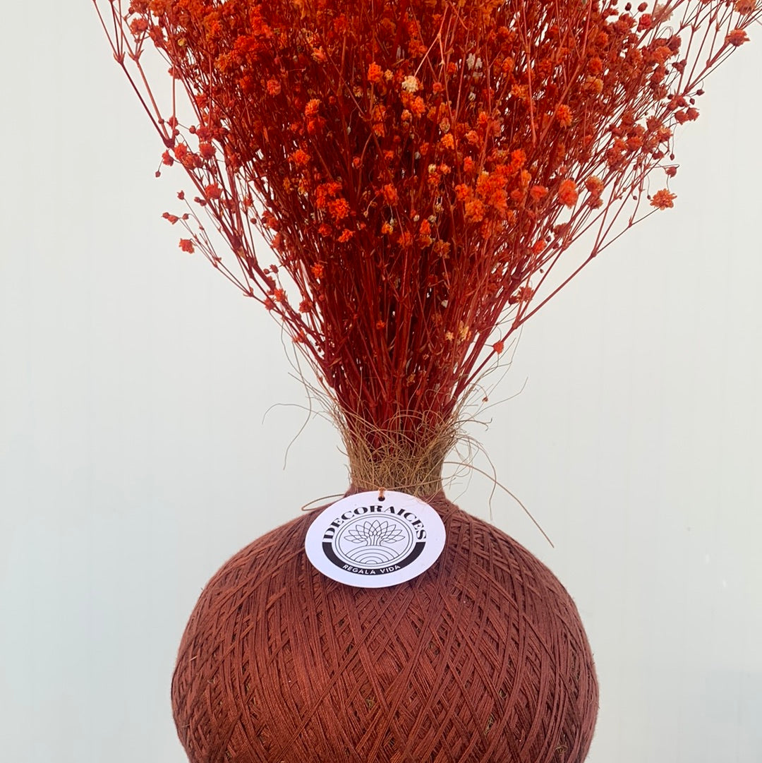 Kokedama flores yipsufilia naranja