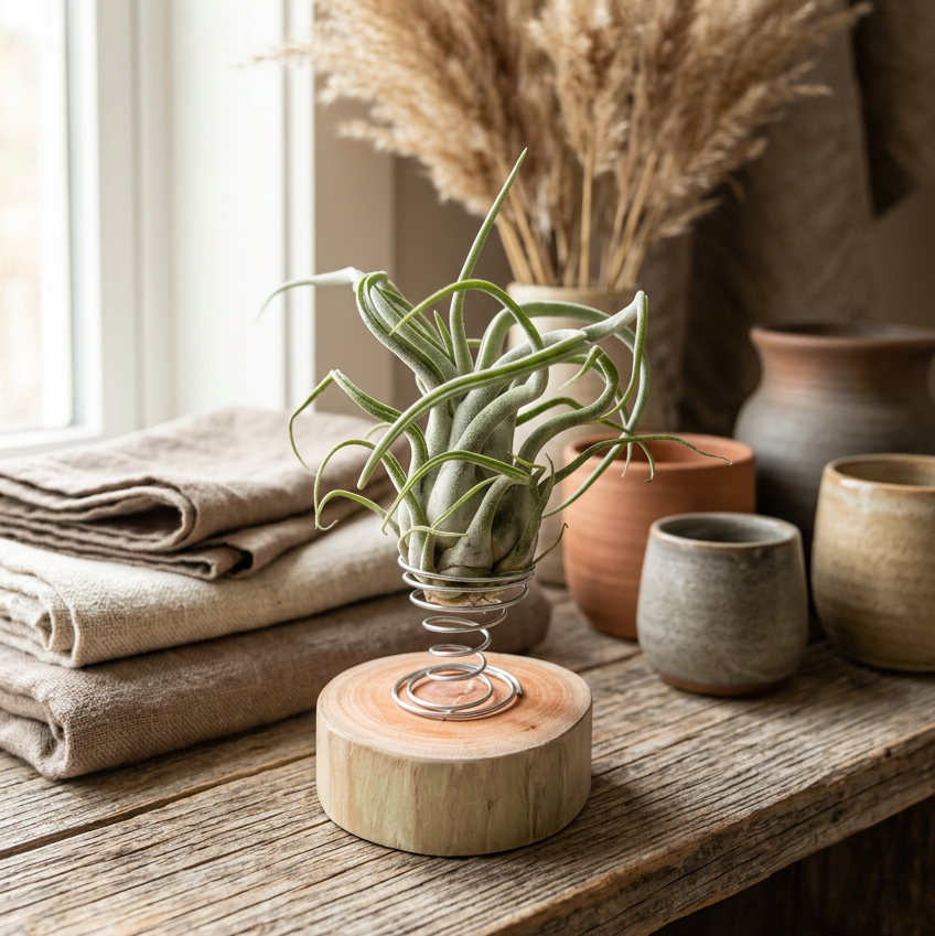 Kit Tillandsia Caput medusae + rodaja madera + espiral + fertilizante