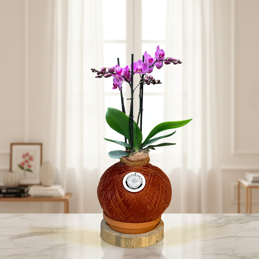 Kokedama Orquídea Premium Multiflora Purpura 3v