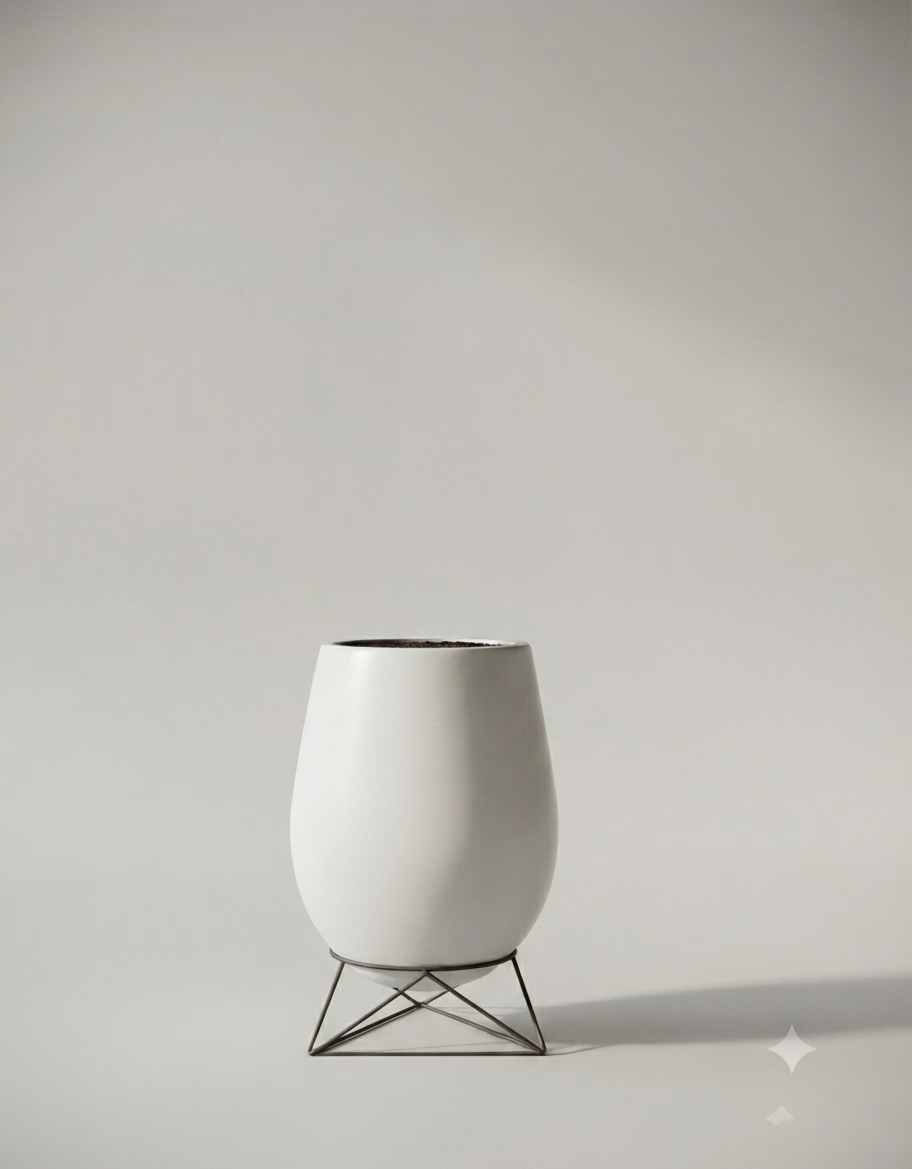 Matera concreto 50cm + planta + base triángulo