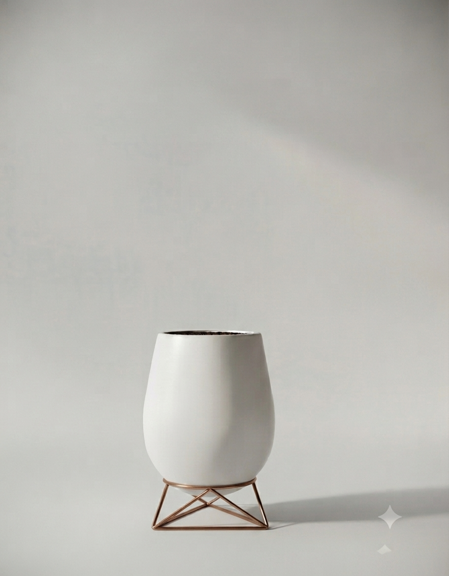 Matera concreto 50cm + planta + base triángulo