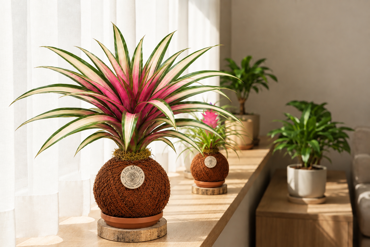 Kokedama Bromelia zanhii variegata