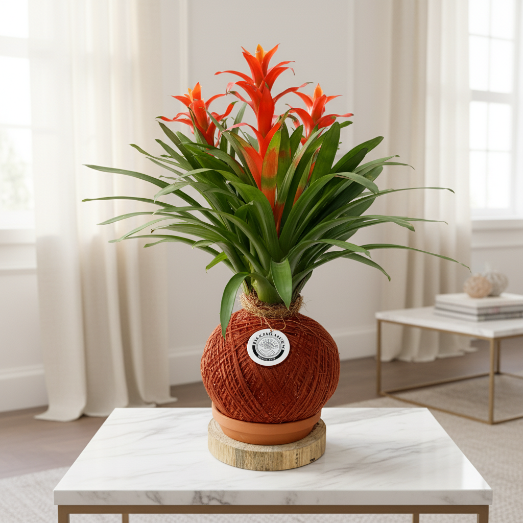 Kokedama Bromelia Guzm. jazz arreglo x 3