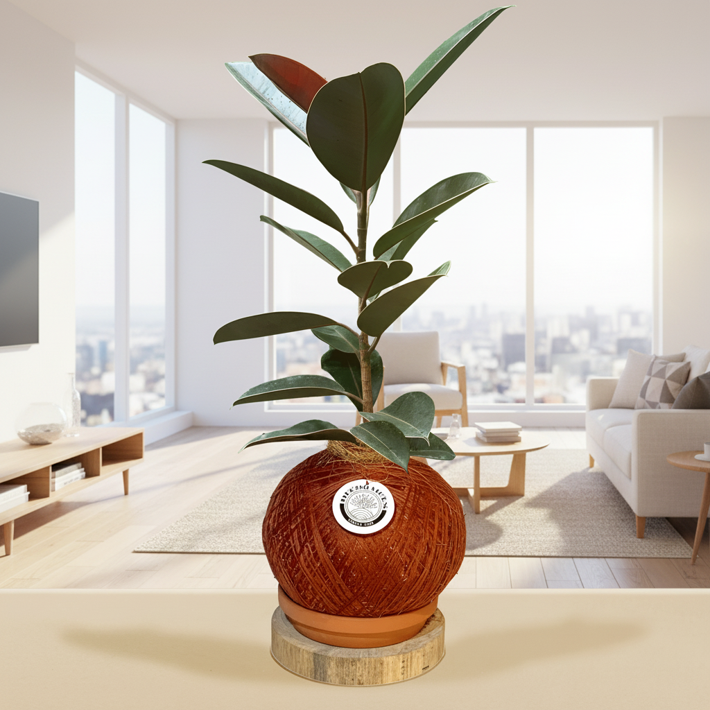 Kokedama Caucho Rojo