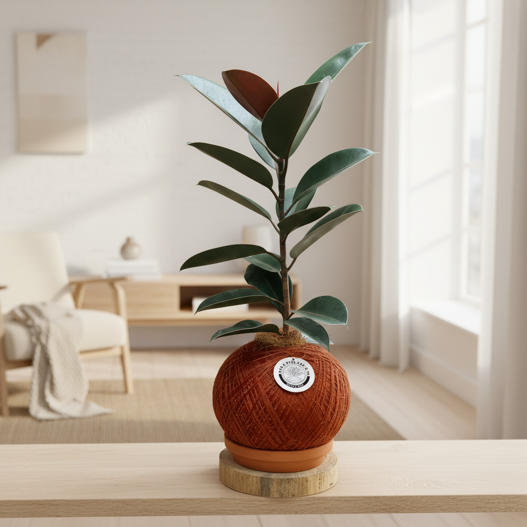 Kokedama Caucho Rojo