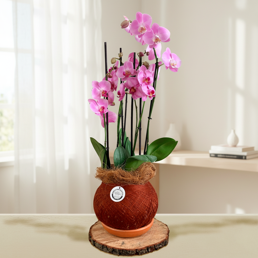 Kokedama Orquídea Premium Rosa 2V